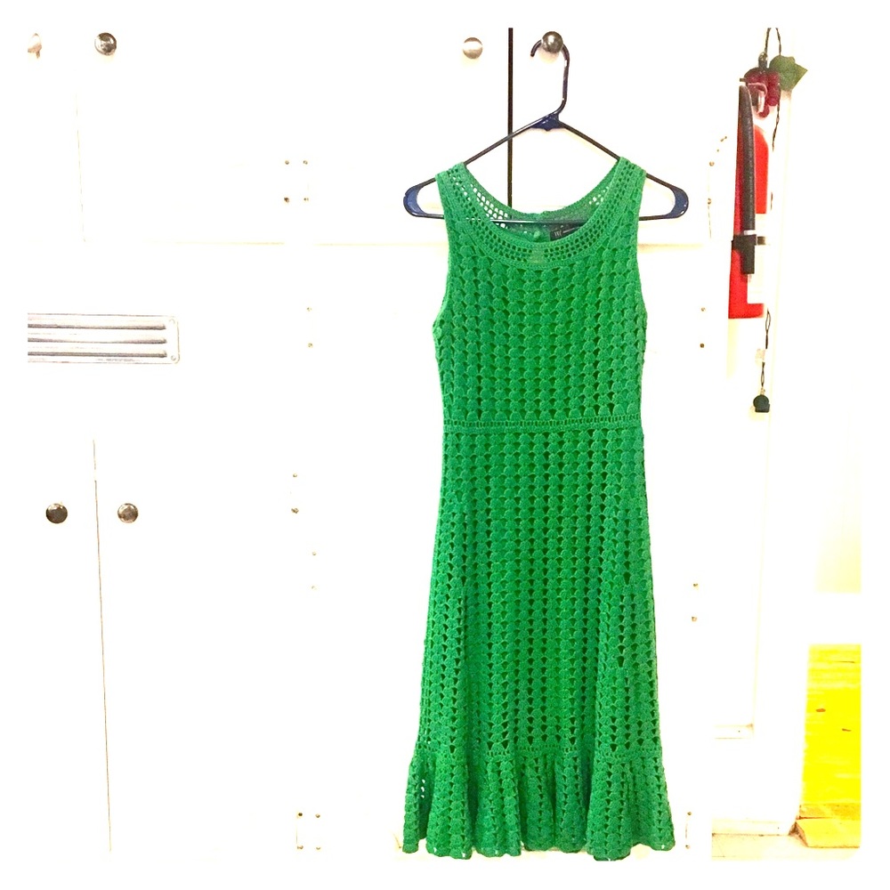 Kelly green crocheted dress by INC
